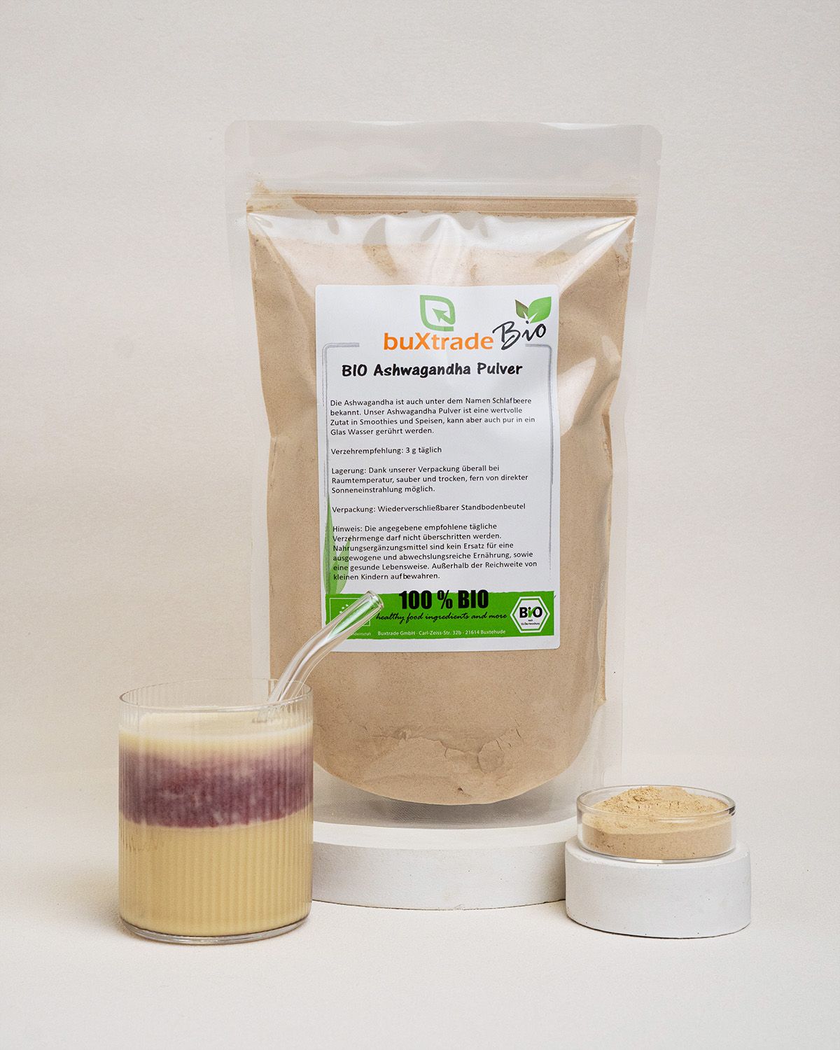 Polvo de ashwagandha ecológica