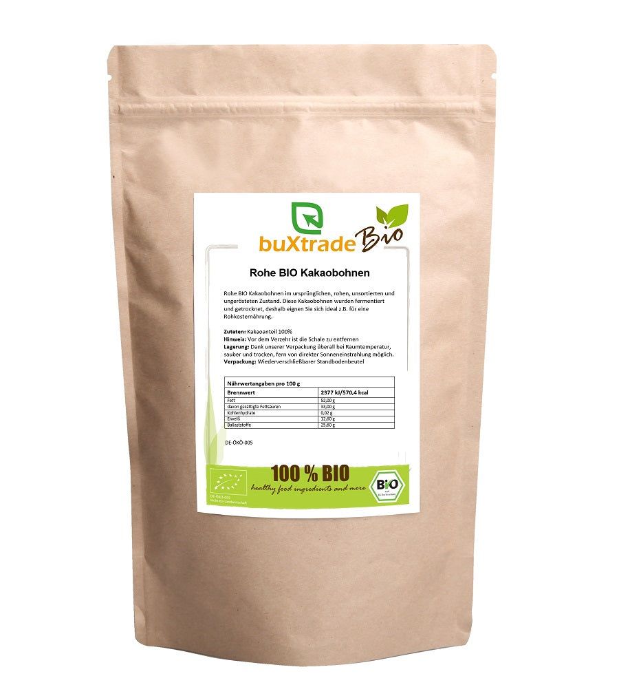 Raw organic cocoa beans