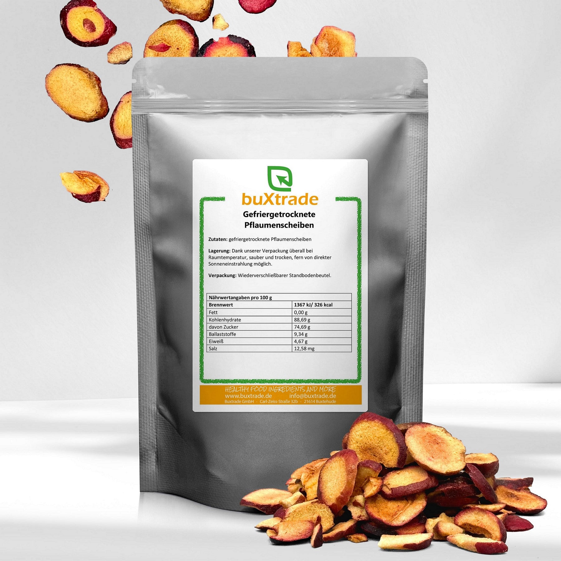 Rodajas de ciruelas liofilizadas