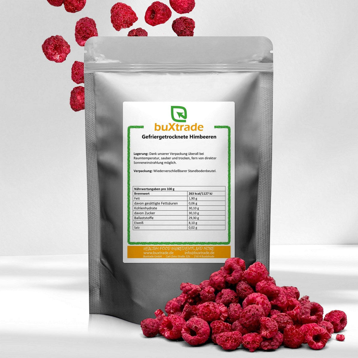 Gefriergetrocknete Himbeeren