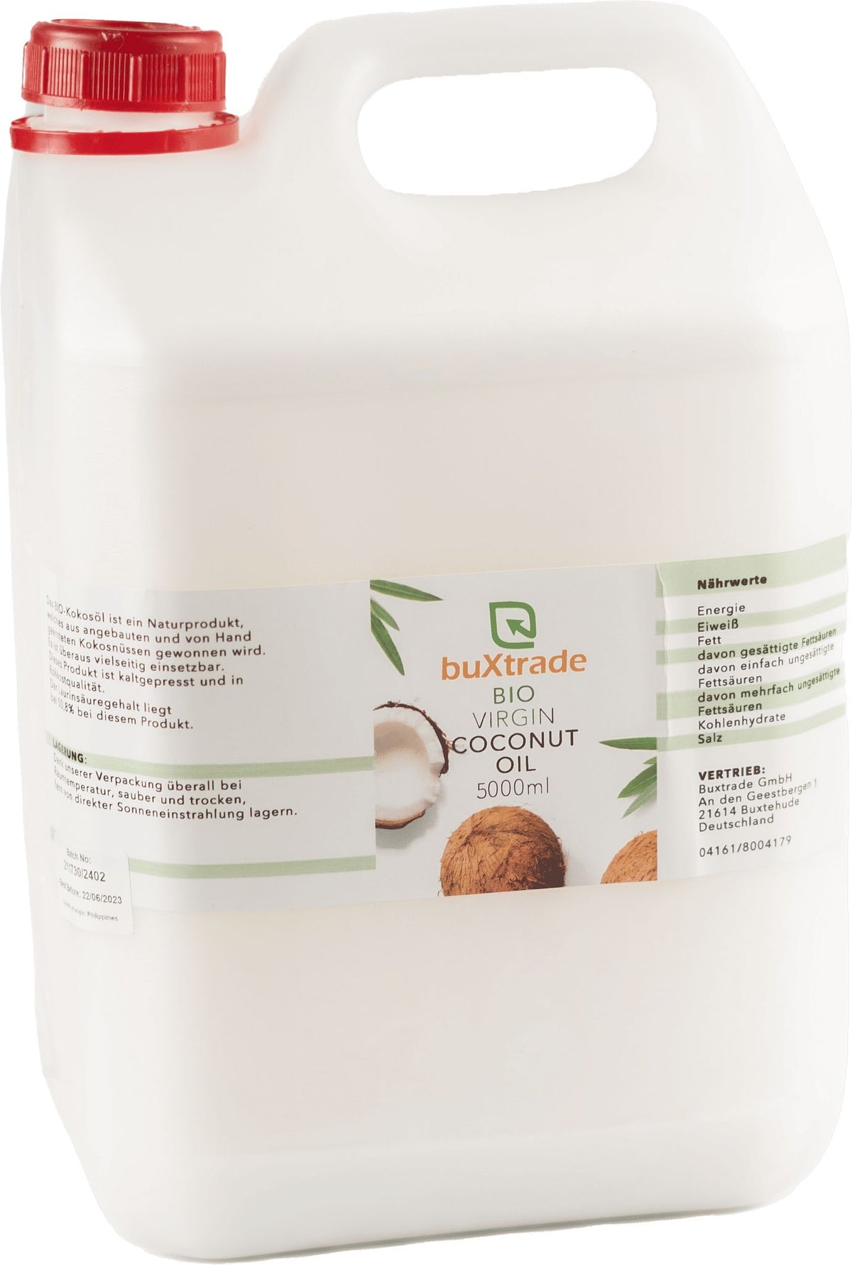 Huile de noix de coco vierge bio 5000 ml