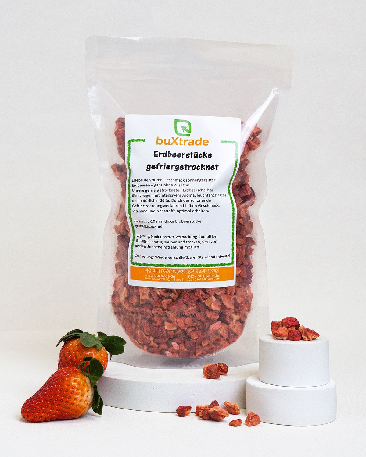 Morceaux de fraises lyophilisés