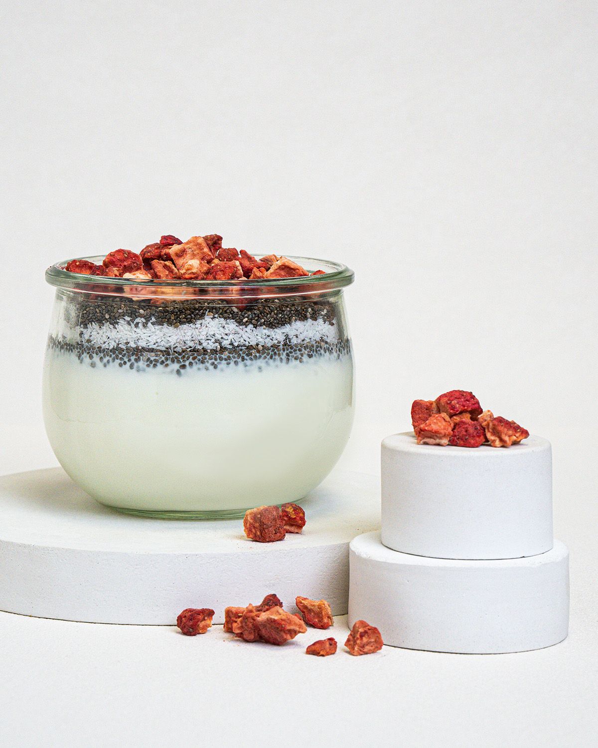 Morceaux de fraises lyophilisés