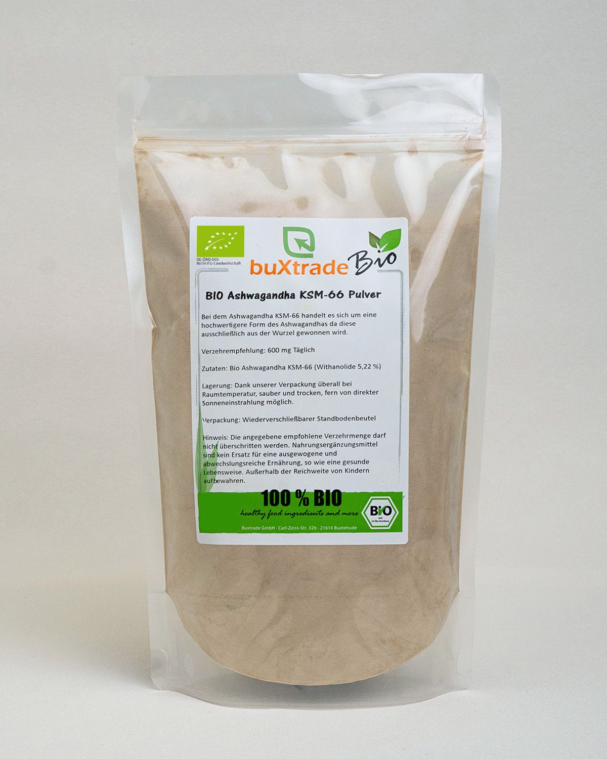 Ashwagandha ecológica KSM-66 en polvo