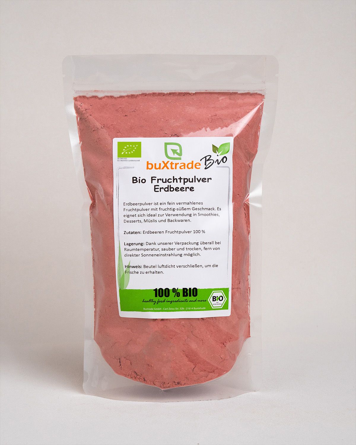 Polvo de fresas ecológicas