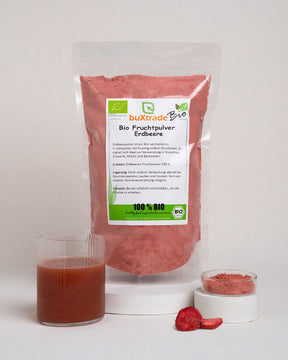 Polvo de fresas ecológicas