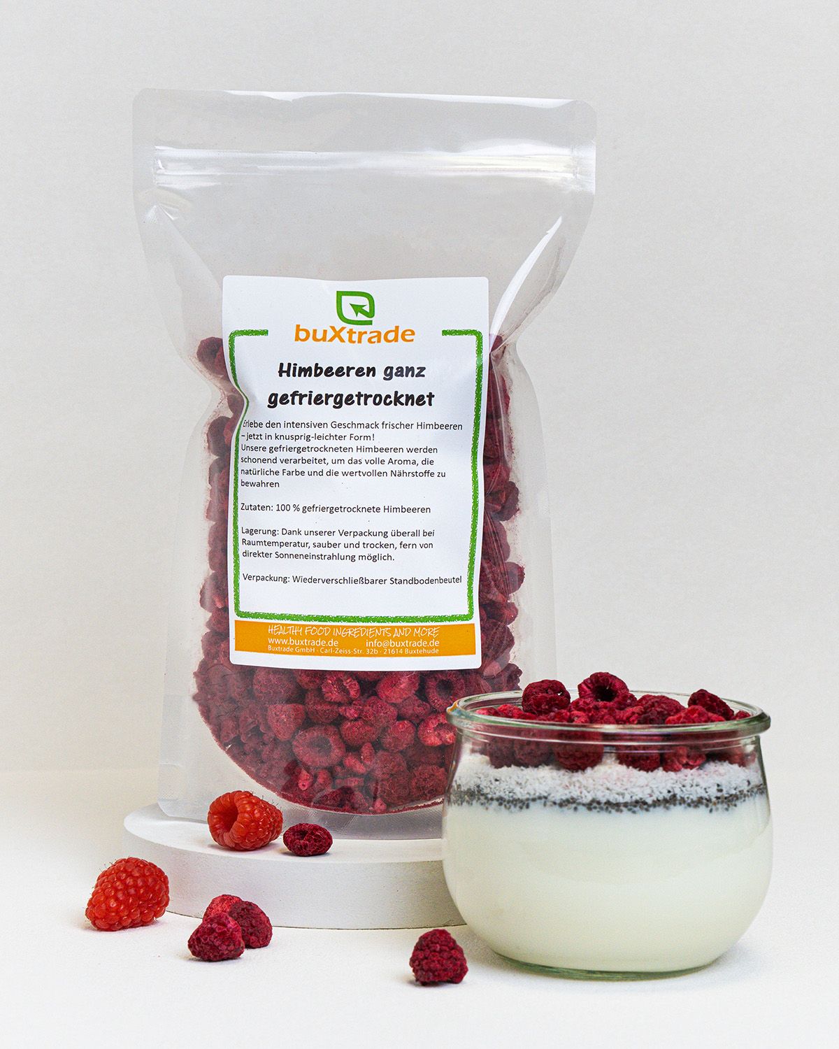 Gefriergetrocknete Himbeeren