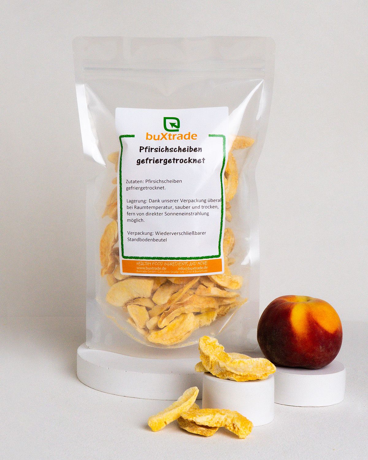 Gefriergetrocknete Pfirsichscheiben