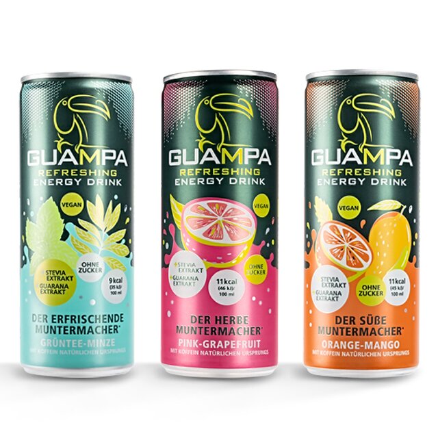 Guampa Energy Drink 250ml | Verschiedene Sorten 24 Dosen Pink Grapefruit