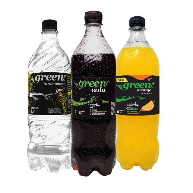 Green Cola 1L | Various Varieties 1 bottle Orange Flavor